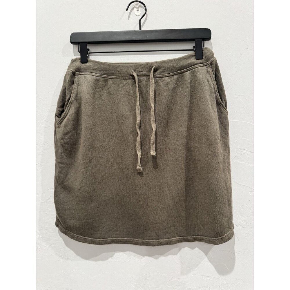 Sundry For Evereve Green Skirt Size M Drawstring Cotton Knit - Picture 2 of 7